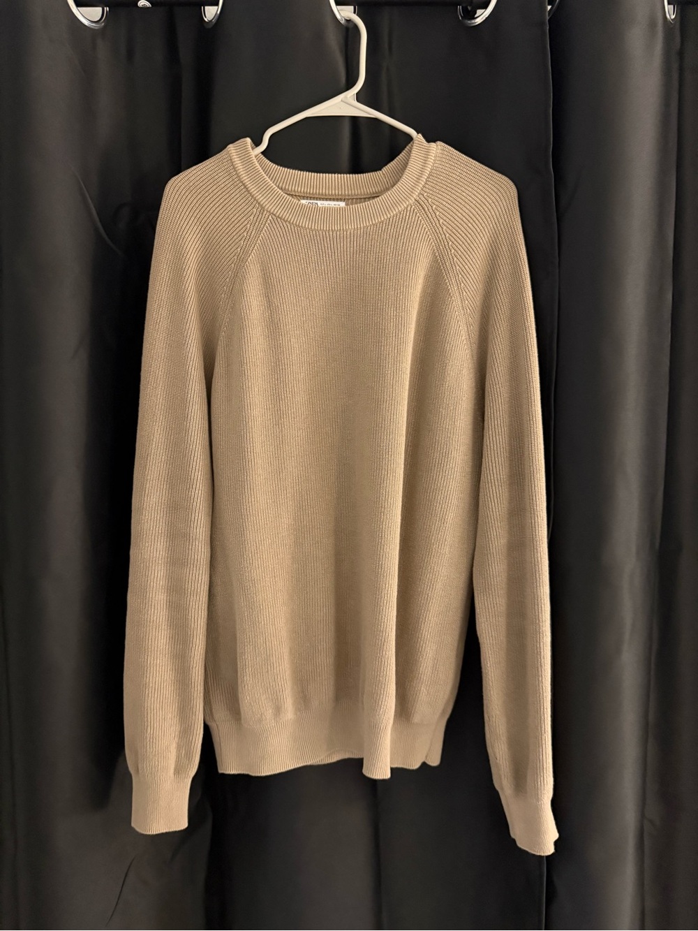 Zara Men's Crewneck Sweater in Beige